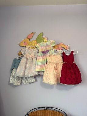 Girls' Pastel & Burgundy Party Dress Set